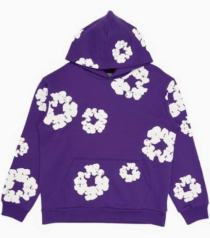 Purple denim wreath hoodie