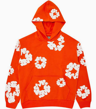 Orange denim wreath hoodie