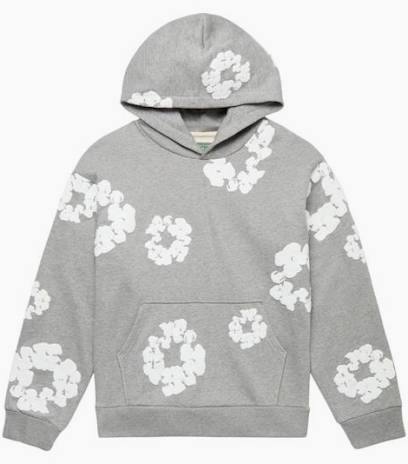 Grey and white Denim Wreath hoodie