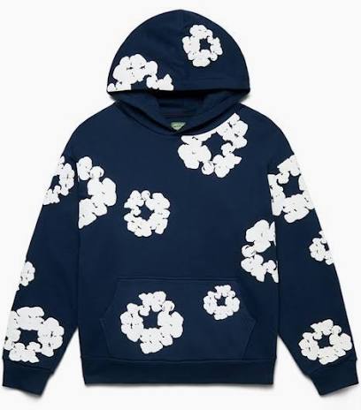 Dark blue denim wreath hoodie