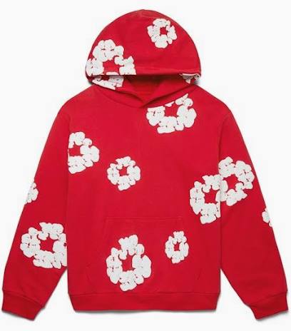 Red denim wreath hoodie