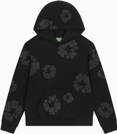 Black and Grey Mono Wreath denim hoodie